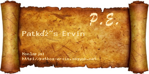 Patkós Ervin névjegykártya