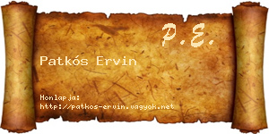 Patkós Ervin névjegykártya